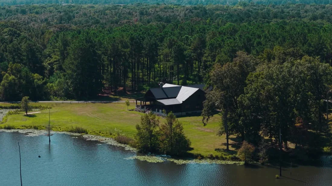Reedy Creek Lodge aerial over the lake